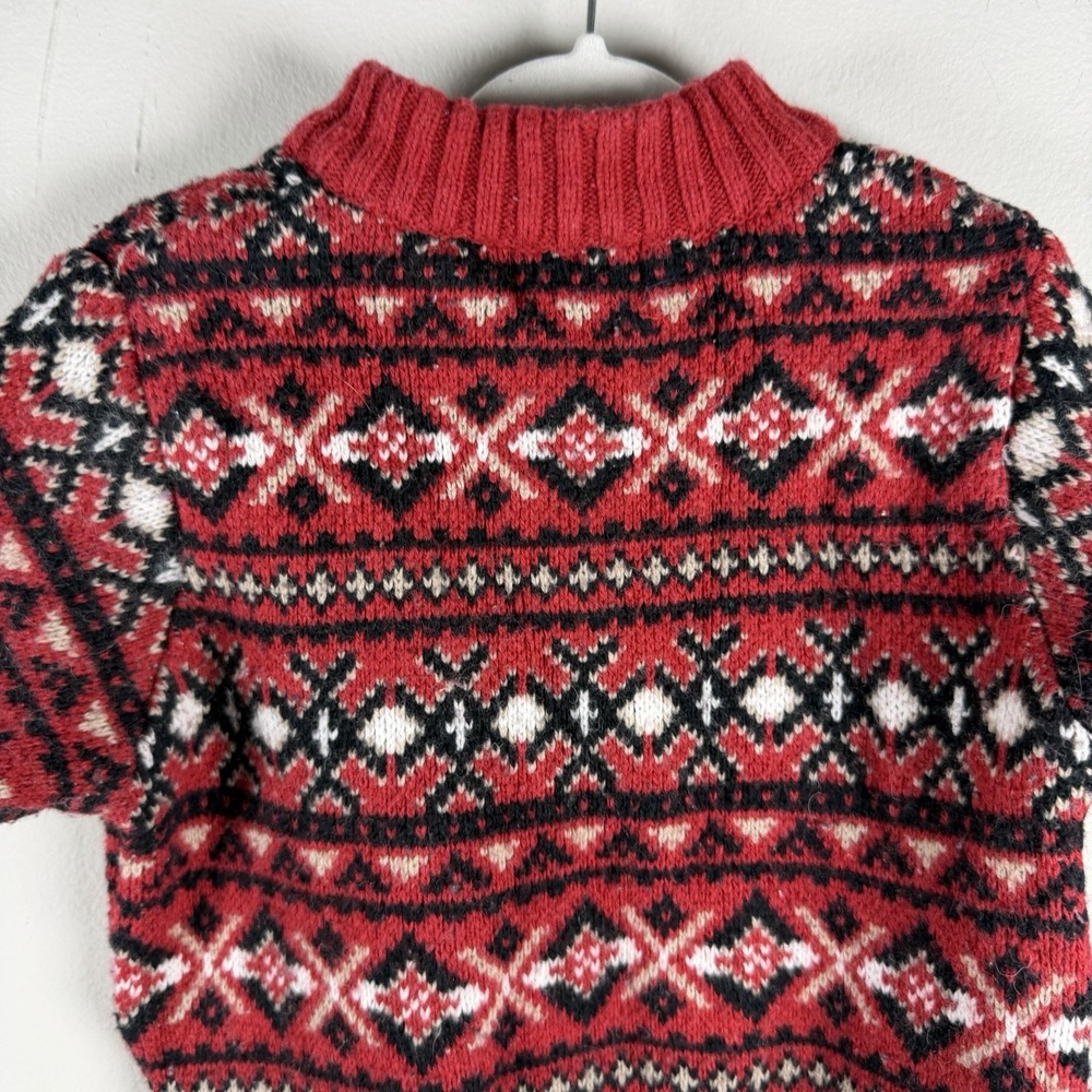 The Children's Place 12 Month 1/4 Zip Winter Holiday SweaterToddler Knit Red - Picture 6 of 9